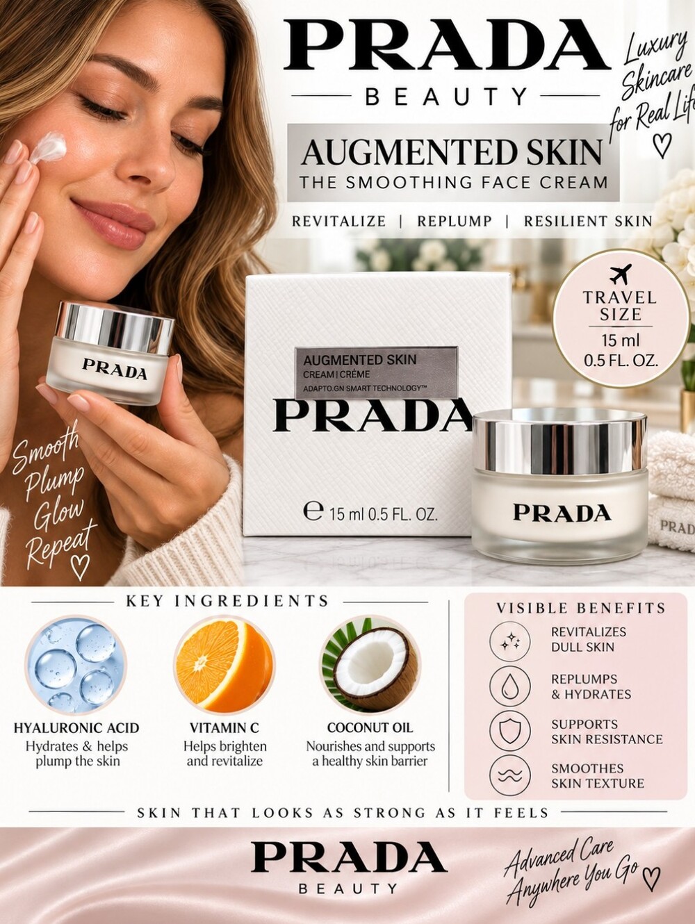 Prada Augmented Skin Smoothing Face Cream — White & Silver